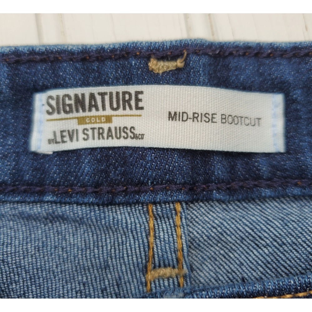 Signature Levi Strauss Womens 16 Short Mid Rise Bootcut Jeans Dark Wash Western - Picture 9 of 10